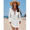 imageANRABESS Beach Cover Ups for Women Crochet Swimsuit Bathing Suit Swimwear Bikini Mesh Knit Dress 2025 Summer Vacation OutfitsOffwhite