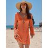 imageANRABESS Beach Cover Ups for Women Crochet Swimsuit Bathing Suit Swimwear Bikini Mesh Knit Dress 2025 Summer Vacation OutfitsOrange