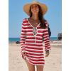 imageANRABESS Beach Cover Ups for Women Crochet Swimsuit Bathing Suit Swimwear Bikini Mesh Knit Dress 2025 Summer Vacation OutfitsRed White Stripe