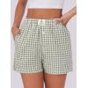 imageANRABESS Boxer Shorts for Women Gingham Pajama 2025 Summer Casual Lounge Sleep Plaid Shorts Y2K Beach BottomsArmy Green White Plaid