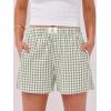 imageANRABESS Boxer Shorts for Women Gingham Pajama 2025 Summer Casual Lounge Sleep Plaid Shorts Y2K Beach BottomsArmy Green White Plaid
