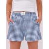 imageANRABESS Boxer Shorts for Women Gingham Pajama 2025 Summer Casual Lounge Sleep Plaid Shorts Y2K Beach BottomsBlue White Plaid