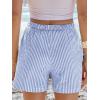 imageANRABESS Boxer Shorts for Women Gingham Pajama 2025 Summer Casual Lounge Sleep Plaid Shorts Y2K Beach BottomsBlue White Stripe