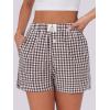 imageANRABESS Boxer Shorts for Women Gingham Pajama 2025 Summer Casual Lounge Sleep Plaid Shorts Y2K Beach BottomsBrown White Plaid