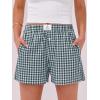 imageANRABESS Boxer Shorts for Women Gingham Pajama 2025 Summer Casual Lounge Sleep Plaid Shorts Y2K Beach BottomsDeep Green White Plaid