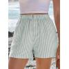 imageANRABESS Boxer Shorts for Women Gingham Pajama 2025 Summer Casual Lounge Sleep Plaid Shorts Y2K Beach BottomsGreen White Stripe