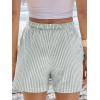 imageANRABESS Boxer Shorts for Women Gingham Pajama 2025 Summer Casual Lounge Sleep Plaid Shorts Y2K Beach BottomsGreen White Stripe