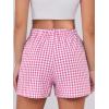 imageANRABESS Boxer Shorts for Women Gingham Pajama 2025 Summer Casual Lounge Sleep Plaid Shorts Y2K Beach BottomsHot Pink White Plaid