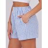 imageANRABESS Boxer Shorts for Women Gingham Pajama 2025 Summer Casual Lounge Sleep Plaid Shorts Y2K Beach BottomsLight Blue White Plaid