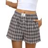 imageANRABESS Boxer Shorts for Women Gingham Pajama 2025 Summer Casual Lounge Sleep Plaid Shorts Y2K Beach BottomsMulti Coffee Plaid