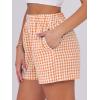 imageANRABESS Boxer Shorts for Women Gingham Pajama 2025 Summer Casual Lounge Sleep Plaid Shorts Y2K Beach BottomsOrange White Plaid