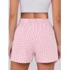imageANRABESS Boxer Shorts for Women Gingham Pajama 2025 Summer Casual Lounge Sleep Plaid Shorts Y2K Beach BottomsPink White Plaid