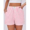 imageANRABESS Boxer Shorts for Women Gingham Pajama 2025 Summer Casual Lounge Sleep Plaid Shorts Y2K Beach BottomsPink White Plaid