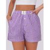 imageANRABESS Boxer Shorts for Women Gingham Pajama 2025 Summer Casual Lounge Sleep Plaid Shorts Y2K Beach BottomsPurple White Plaid