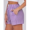 imageANRABESS Boxer Shorts for Women Gingham Pajama 2025 Summer Casual Lounge Sleep Plaid Shorts Y2K Beach BottomsPurple White Plaid