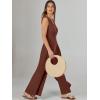 imageANRABESS Jumpsuits for Women Summer Dressy Casual Linen Romper Sleeveless V Neck High Waist Wide Leg Beach Vacation OutfitsBrown Red