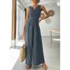 imageANRABESS Jumpsuits for Women Summer Dressy Casual Linen Romper Sleeveless V Neck High Waist Wide Leg Beach Vacation OutfitsDeep Grey