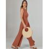 imageANRABESS Jumpsuits for Women Summer Dressy Casual Linen Romper Sleeveless V Neck High Waist Wide Leg Beach Vacation OutfitsOrange