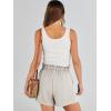 imageANRABESS Linen Shorts for Women Summer Casual Wide Leg Loose High Waist Drawstring Dressy Beach Shorts 2025 Comfy ClothesApricot