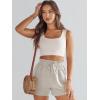 imageANRABESS Linen Shorts for Women Summer Casual Wide Leg Loose High Waist Drawstring Dressy Beach Shorts 2025 Comfy ClothesApricot