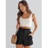 imageANRABESS Linen Shorts for Women Summer Casual Wide Leg Loose High Waist Drawstring Dressy Beach Shorts 2025 Comfy ClothesBlack