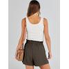 imageANRABESS Linen Shorts for Women Summer Casual Wide Leg Loose High Waist Drawstring Dressy Beach Shorts 2025 Comfy ClothesCoffee