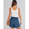 imageANRABESS Linen Shorts for Women Summer Casual Wide Leg Loose High Waist Drawstring Dressy Beach Shorts 2025 Comfy ClothesDeep Blue