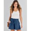 imageANRABESS Linen Shorts for Women Summer Casual Wide Leg Loose High Waist Drawstring Dressy Beach Shorts 2025 Comfy ClothesDeep Blue