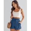 imageANRABESS Linen Shorts for Women Summer Casual Wide Leg Loose High Waist Drawstring Dressy Beach Shorts 2025 Comfy ClothesDeep Blue