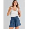 imageANRABESS Linen Shorts for Women Summer Casual Wide Leg Loose High Waist Drawstring Dressy Beach Shorts 2025 Comfy ClothesDeep Blue