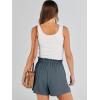imageANRABESS Linen Shorts for Women Summer Casual Wide Leg Loose High Waist Drawstring Dressy Beach Shorts 2025 Comfy ClothesGrey