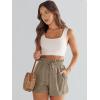 imageANRABESS Linen Shorts for Women Summer Casual Wide Leg Loose High Waist Drawstring Dressy Beach Shorts 2025 Comfy ClothesLight Brown