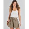 imageANRABESS Linen Shorts for Women Summer Casual Wide Leg Loose High Waist Drawstring Dressy Beach Shorts 2025 Comfy ClothesLight Brown