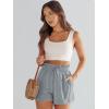 imageANRABESS Linen Shorts for Women Summer Casual Wide Leg Loose High Waist Drawstring Dressy Beach Shorts 2025 Comfy ClothesLight Grey