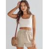 imageANRABESS Linen Shorts for Women Summer Casual Wide Leg Loose High Waist Drawstring Dressy Beach Shorts 2025 Comfy ClothesLight Khaki