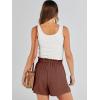 imageANRABESS Linen Shorts for Women Summer Casual Wide Leg Loose High Waist Drawstring Dressy Beach Shorts 2025 Comfy ClothesRed Brown