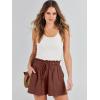 imageANRABESS Linen Shorts for Women Summer Casual Wide Leg Loose High Waist Drawstring Dressy Beach Shorts 2025 Comfy ClothesRed Brown