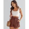imageANRABESS Linen Shorts for Women Summer Casual Wide Leg Loose High Waist Drawstring Dressy Beach Shorts 2025 Comfy ClothesRed Brown