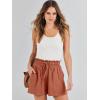 imageANRABESS Linen Shorts for Women Summer Casual Wide Leg Loose High Waist Drawstring Dressy Beach Shorts 2025 Comfy ClothesRust