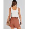 imageANRABESS Linen Shorts for Women Summer Casual Wide Leg Loose High Waist Drawstring Dressy Beach Shorts 2025 Comfy ClothesRust