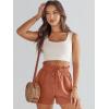 imageANRABESS Linen Shorts for Women Summer Casual Wide Leg Loose High Waist Drawstring Dressy Beach Shorts 2025 Comfy ClothesRust