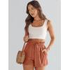 imageANRABESS Linen Shorts for Women Summer Casual Wide Leg Loose High Waist Drawstring Dressy Beach Shorts 2025 Comfy ClothesRust