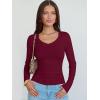 imageANRABESS Long Sleeve Shirts for Women V Neck Ribbed Knit Slim Fall Basic Tshirts Going Out Tops 2025 Casual Trendy ClothesDeep Red