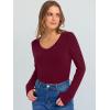 imageANRABESS Long Sleeve Shirts for Women V Neck Ribbed Knit Slim Fall Basic Tshirts Going Out Tops 2025 Casual Trendy ClothesDeep Red