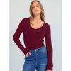 imageANRABESS Long Sleeve Shirts for Women V Neck Ribbed Knit Slim Fall Basic Tshirts Going Out Tops 2025 Casual Trendy ClothesDeep Red
