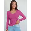 imageANRABESS Long Sleeve Shirts for Women V Neck Ribbed Knit Slim Fall Basic Tshirts Going Out Tops 2025 Casual Trendy ClothesHot Pink