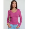 imageANRABESS Long Sleeve Shirts for Women V Neck Ribbed Knit Slim Fall Basic Tshirts Going Out Tops 2025 Casual Trendy ClothesHot Pink
