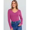 imageANRABESS Long Sleeve Shirts for Women V Neck Ribbed Knit Slim Fall Basic Tshirts Going Out Tops 2025 Casual Trendy ClothesHot Pink