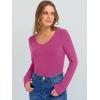 imageANRABESS Long Sleeve Shirts for Women V Neck Ribbed Knit Slim Fall Basic Tshirts Going Out Tops 2025 Casual Trendy ClothesHot Pink