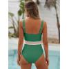 imageANRABESS One Piece Swimsuit for Women Tummy Control V Neck Slimming Sexy Bathing Suit Color Block Padded Beach SwimwearGreen